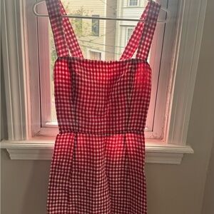 Reformation Red Gingham Sleeveless Dress 100% Linen